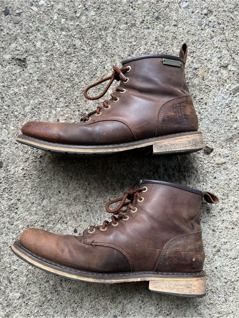 Harley Davidson Brown Leather Men's Lace-Up Work Boots Sz 11 M